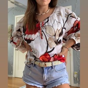 Red Floral Blouse